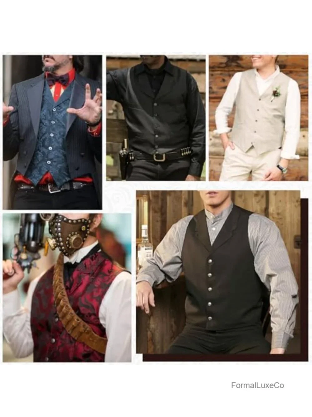 Steampunk Gothic Waistcoat Men's Victorian Paisley Suit Vest Slim Fit with